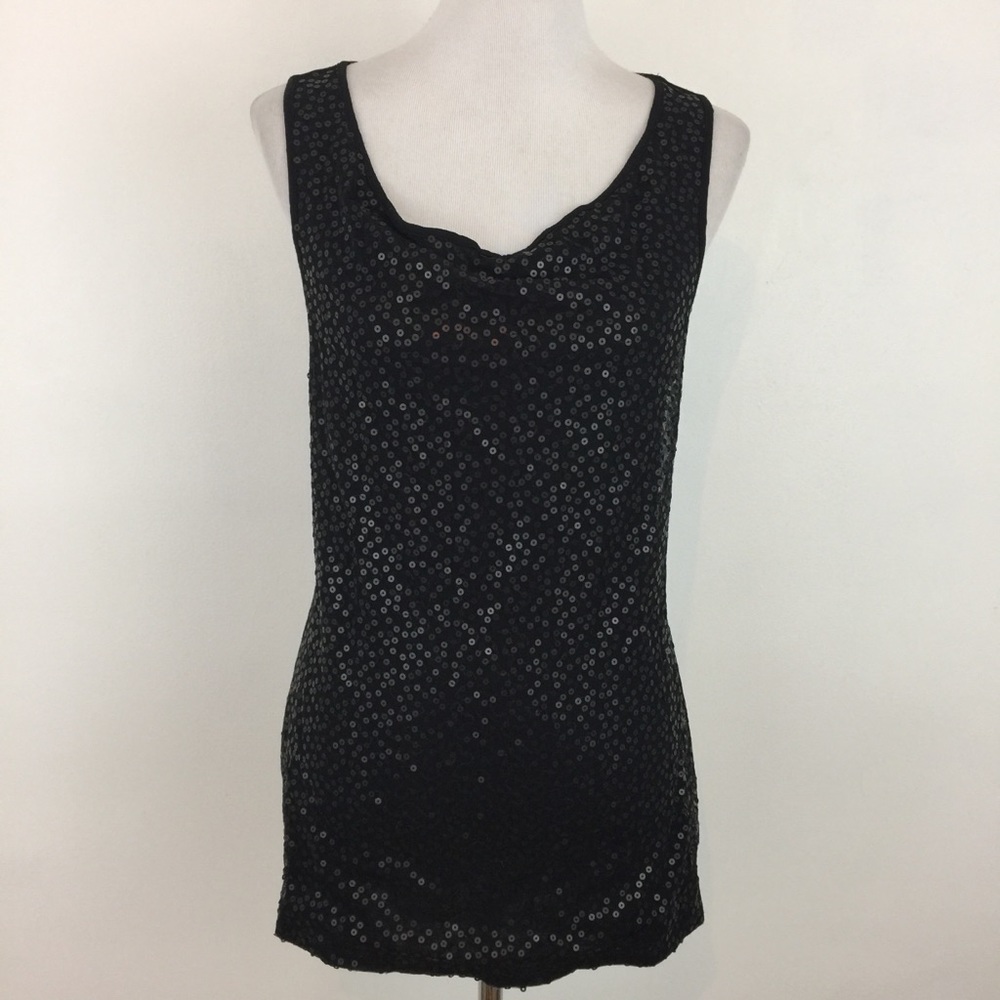 Mossimo Black Sequined Tunic Tank Top Sleeveless
